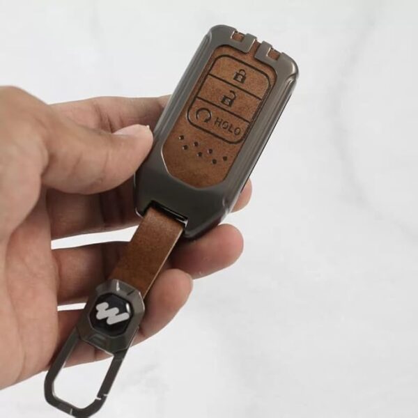 Metal Alloys with Leather Key Case for Honda Smart key - Image 2