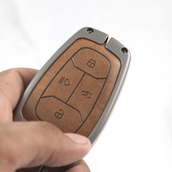 Metal Alloys With Leather Key Case For TATA Smart Key - Image 3