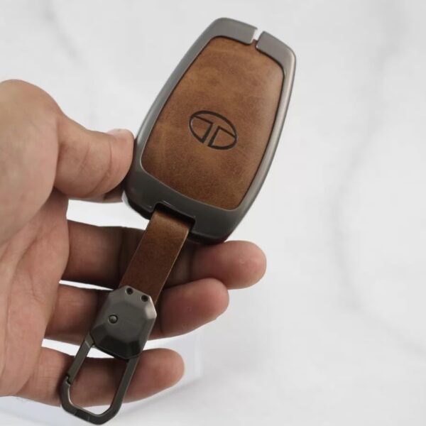 Metal Alloys With Leather Key Case For TATA Smart Key - Image 2