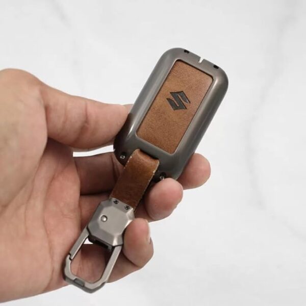 Metal Alloy Leather Key case for Maruti Suzuki 2 & 3 Button Smart Key - Image 2