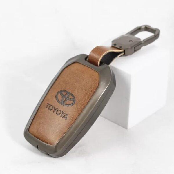 Metal Alloys With Leather Key Case For Toyota Samrt Key 3b - Image 3