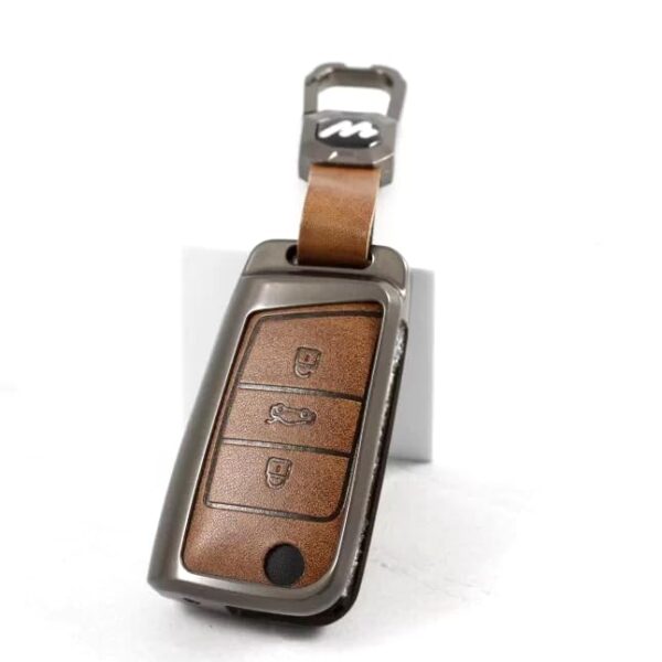 Metal Alloys with Leather Key Case for Flip key - Image 3